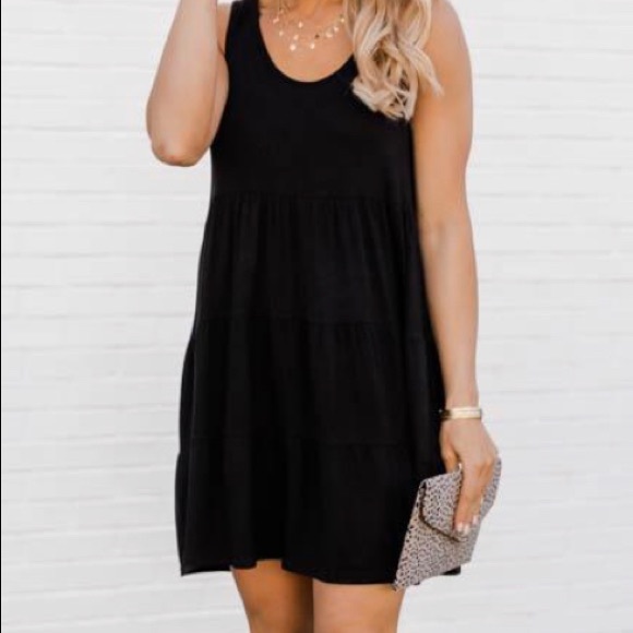 Pink Lily Dresses & Skirts - Tiered tank black dress